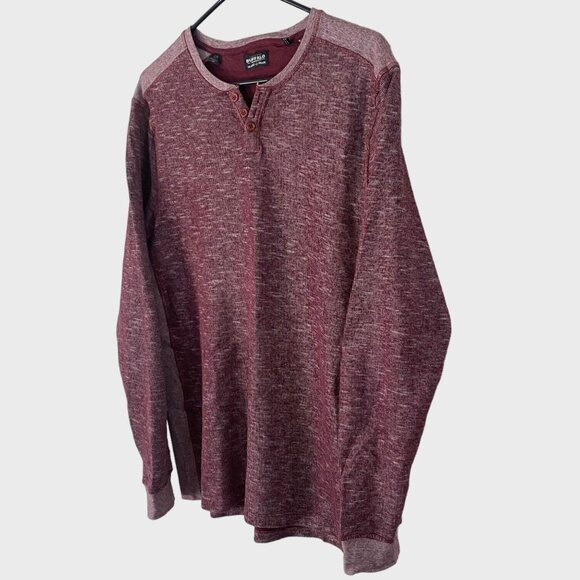 Buffalo David Bitton Katana Henley Shirt Men's Large Red Long-Sleeve Pullover - Picture 2 of 12